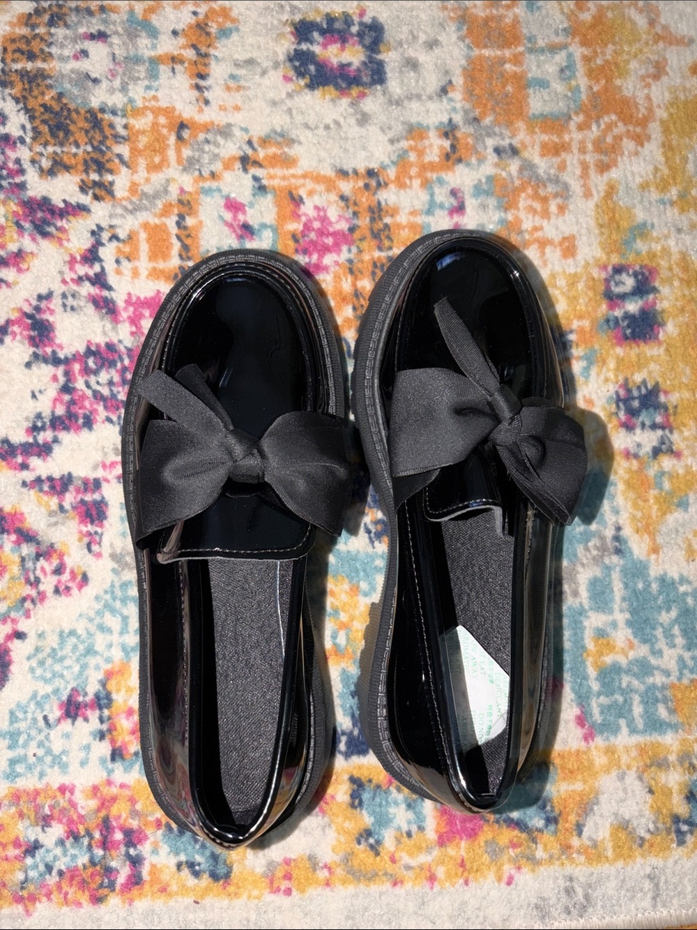 Shein black patent leather clogs 37 slip on shoes loafers 37 new nib